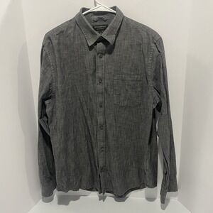 Banana Republic Mens Chambray Button Up L Black Charcoal Soft Washed Slim Fit